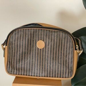 Vintage fendi penguin stripe camera crossbody bag - authenticated
